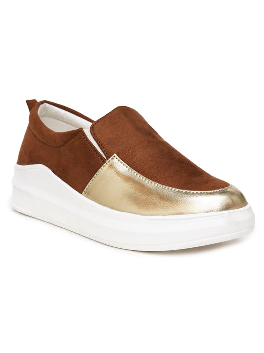 SHOECUBE Womens Swift Haven Brown Sneaker_6 UK (SHCB-KPK-GUD-OL-TAN/Gold)