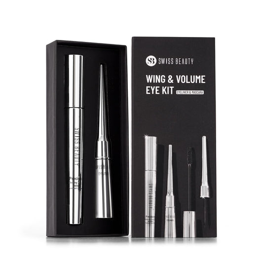 SWISS BEAUTY Liquid Metallic Wing & Volume Kit | Mascara + Eyeliner | Water-Resistant | Quick-Drying | Long-Lasting | 12.5g