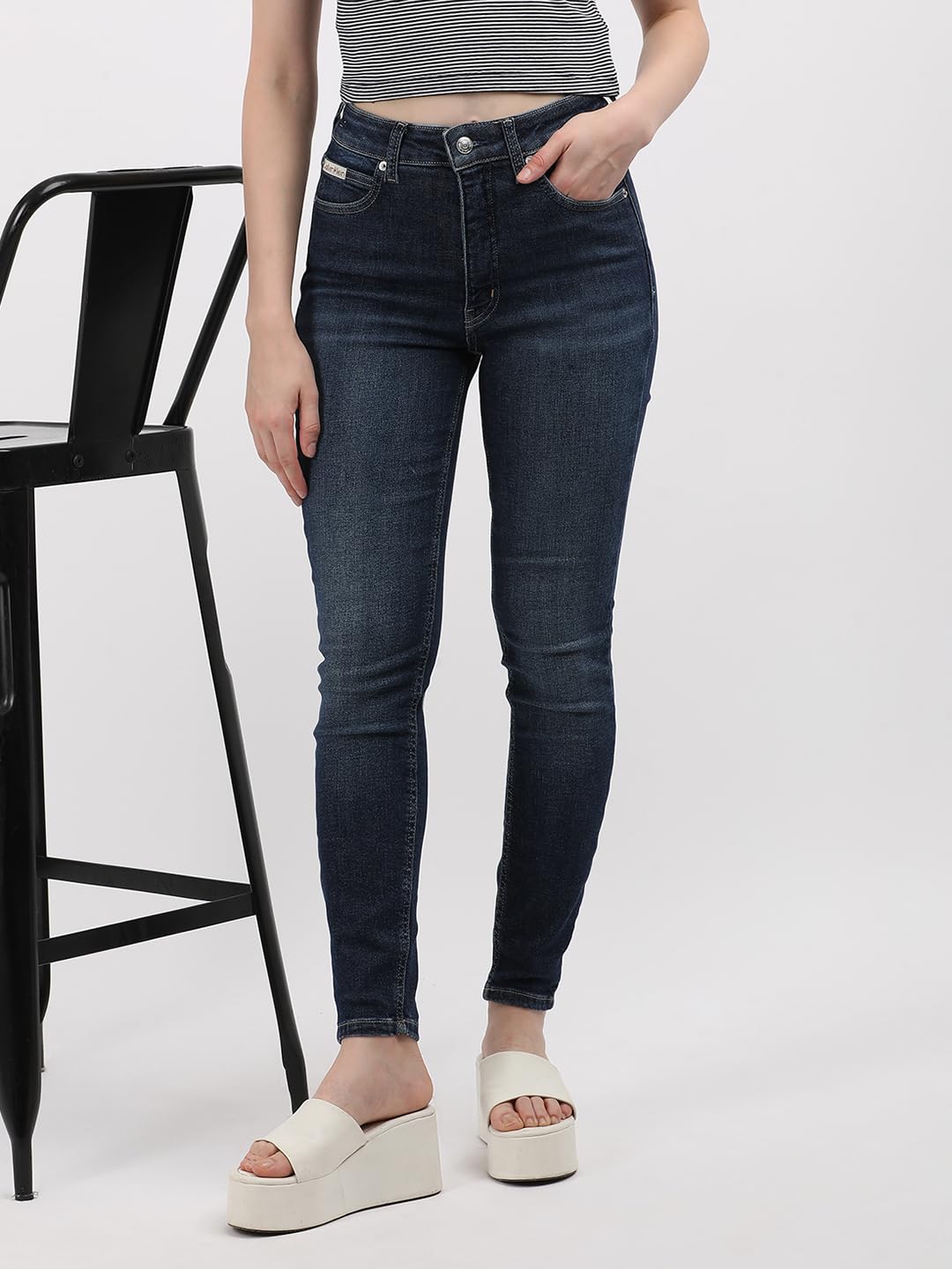 Calvin Klein Womens Blue Color Jeans (26)