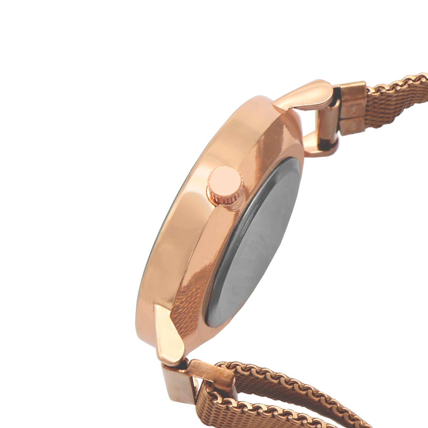 Joker & Witch Natalie Black Dial 14mm Rose Gold Stainless Steel Watch for Women