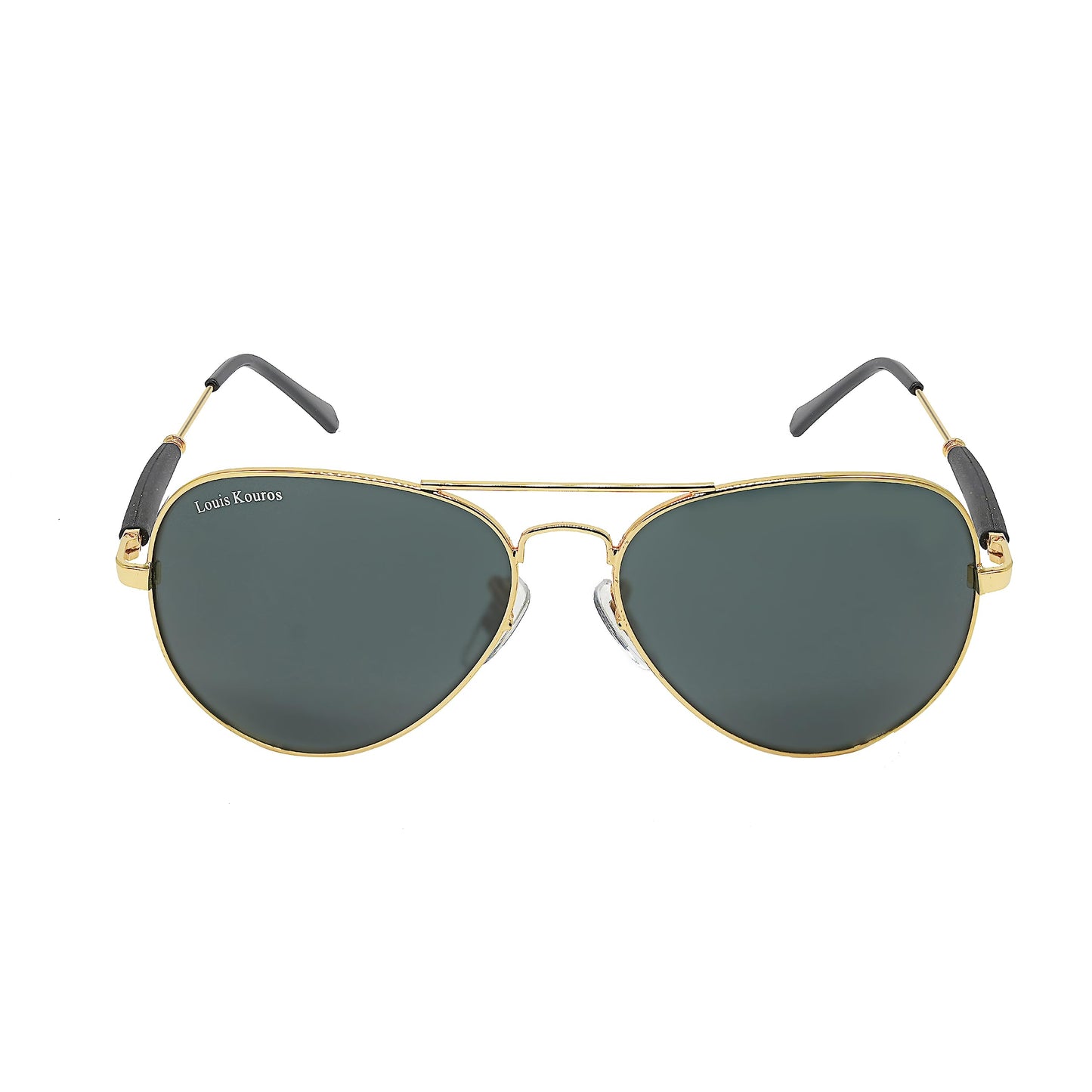Louis Kouros Airomade Aviator Classic 3517 sunglasses | Gold Frame | Black Lens | Mirror Lens | 400 UV Protection | For Men & Women | Medium | 62 mm Lens Width