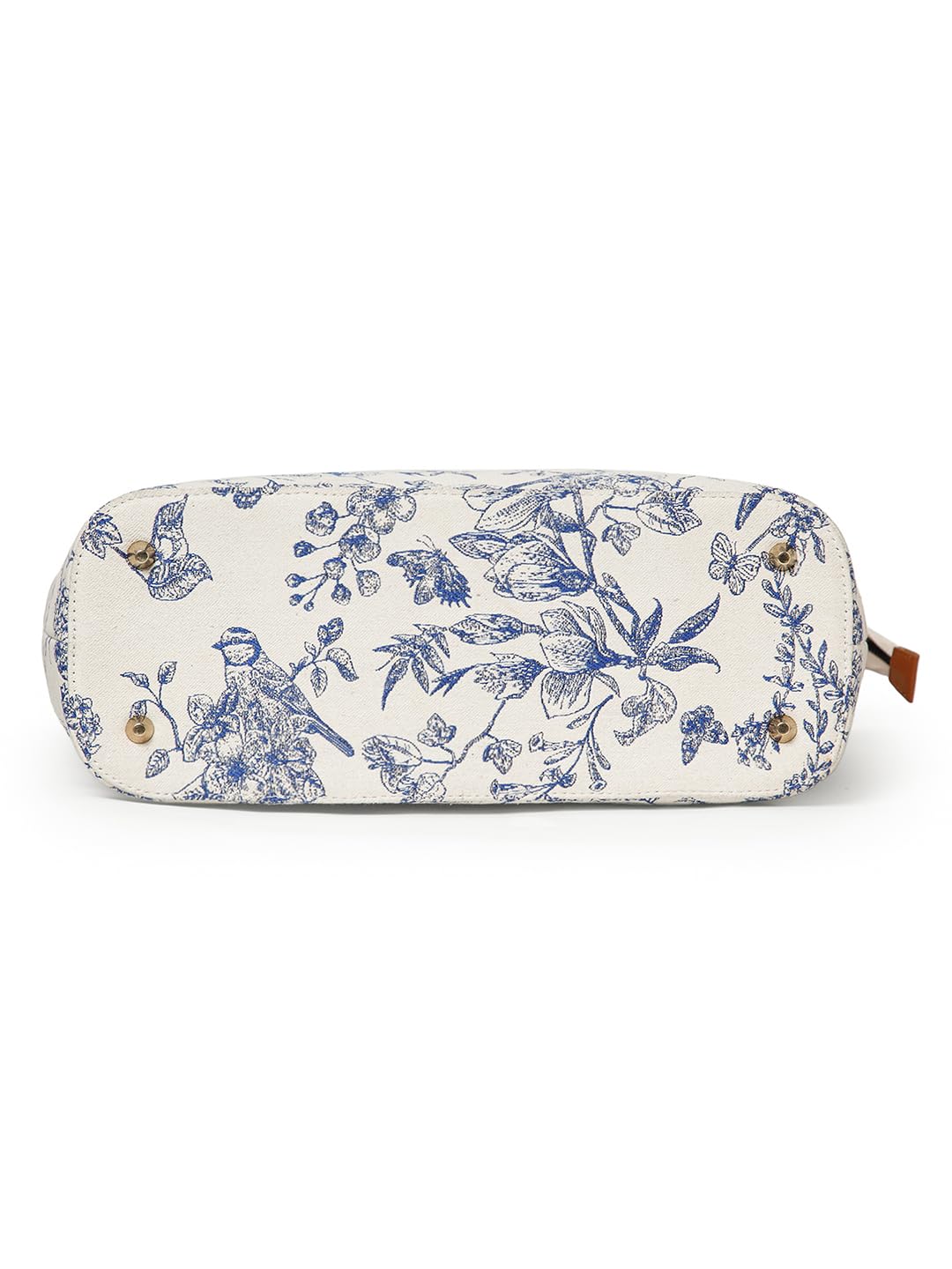Berrylush Women White Floral Printed Shoulder Bag | PU Synthetic Two Handle Handbag | Zip Closure Spacious Tote with Inner Pocket | Stylish Casual Everyday & Office Bag
