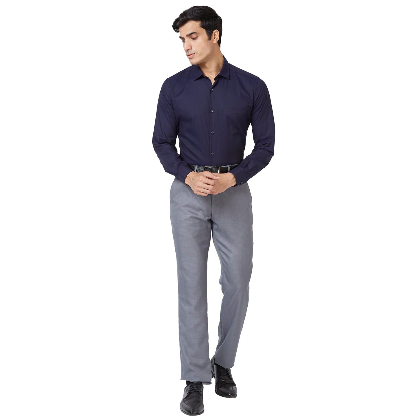 Park Avenue Men's Structure Regular Fit Shirt (Fancy Blue)