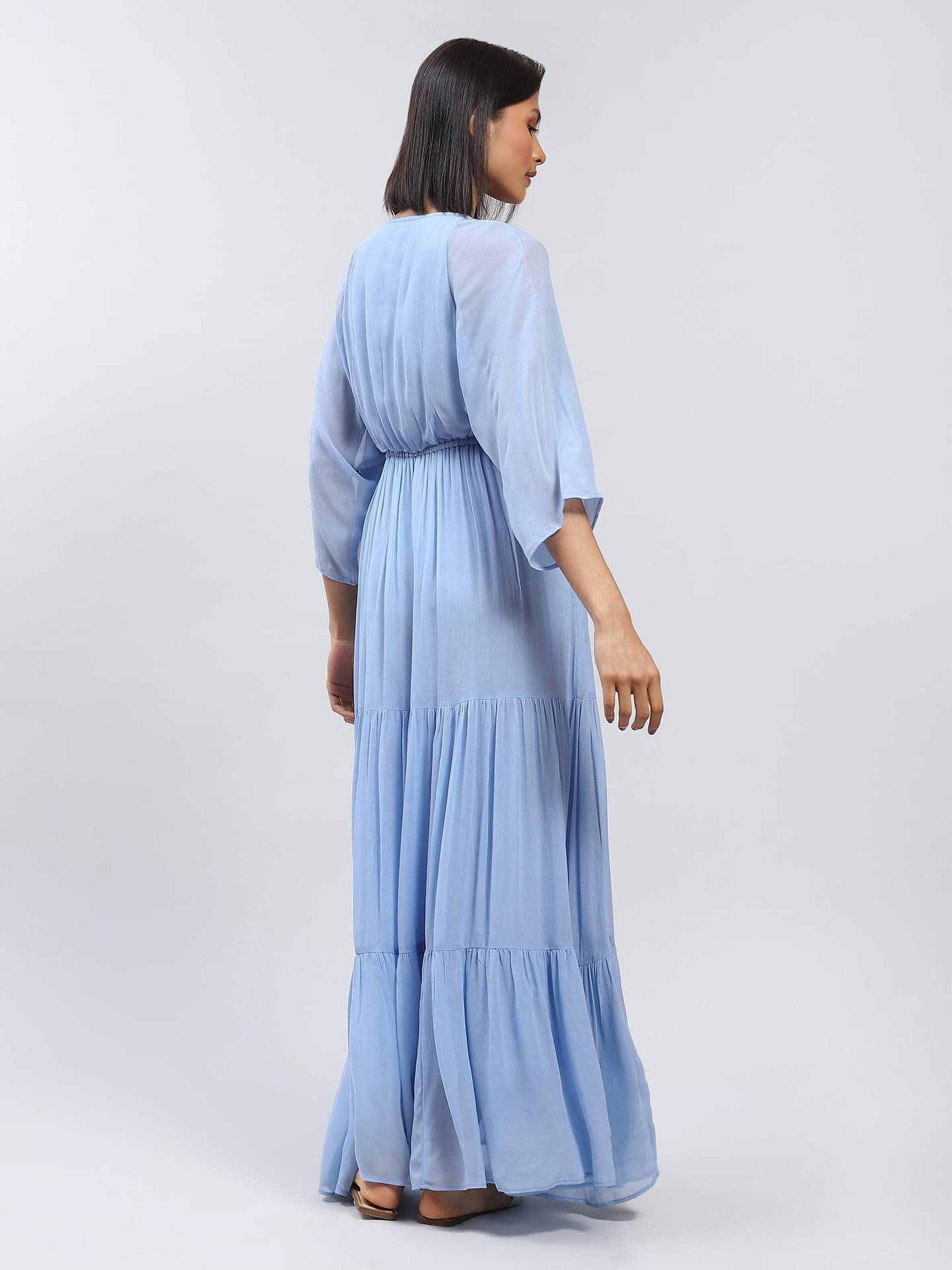 Label RITU KUMAR Powder Blue Maxi Dress with Tiers