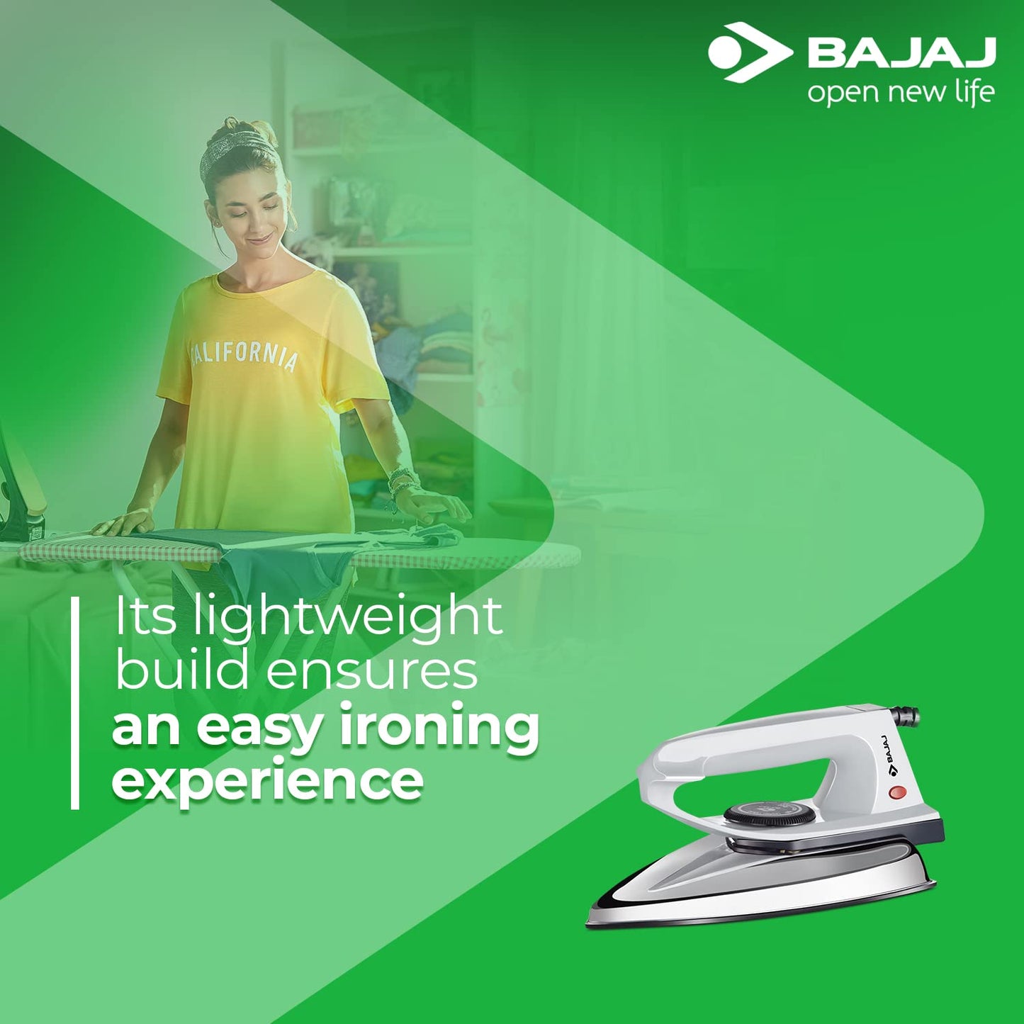Bajaj DX 2 600-Watt Light Weight Dry Iron | Non-Stick Coated Soleplate | Anti-Bacterial Coating | 180 Degree Swivel Cord | Cool Touch Handle | 2-Yrs Warranty 【Grey】