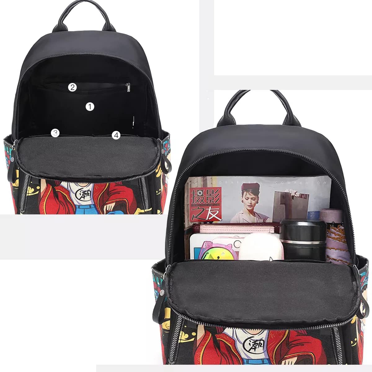 TYPIFY® Women's Backpack for Women Girls College Printed Anime Cartoon School Casual Bag