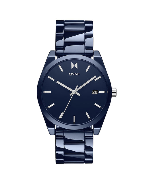 MVMT Mens Analog Blue Dial Blue Band Ceramic Watch