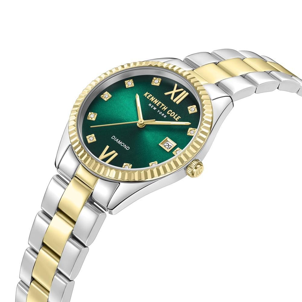 Kenneth Cole Quartz Analog Green dial Stainless Steel Strap Watch for Women-KCWLH0026903LD