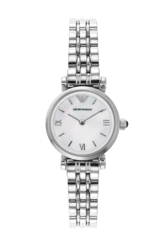 Emporio Armani Stainless Steel Analog Off-White Dial Women Watch-Ar1763, Silver Band