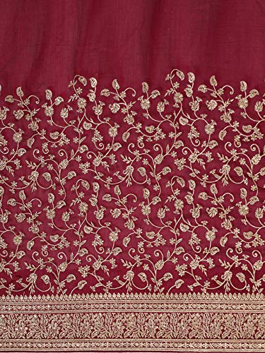 MOHEY Women's Machine ZARI Silk Sarees (SB14636-422_Wine)