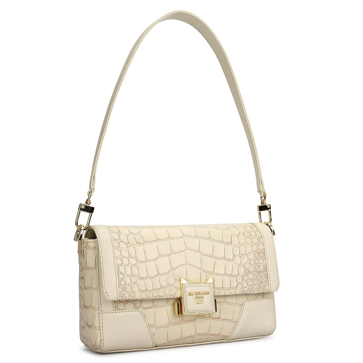 Da Milano Leather Shoulder Bag for Women - White (01939OL)