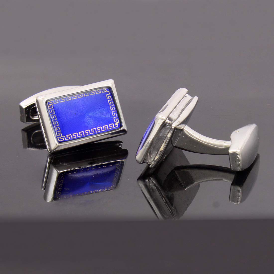 Nakabh Statement Blue Elegant Office Formal Collection Shirt Blazer Cufflink Pair Men Gift Box (Rectangle)