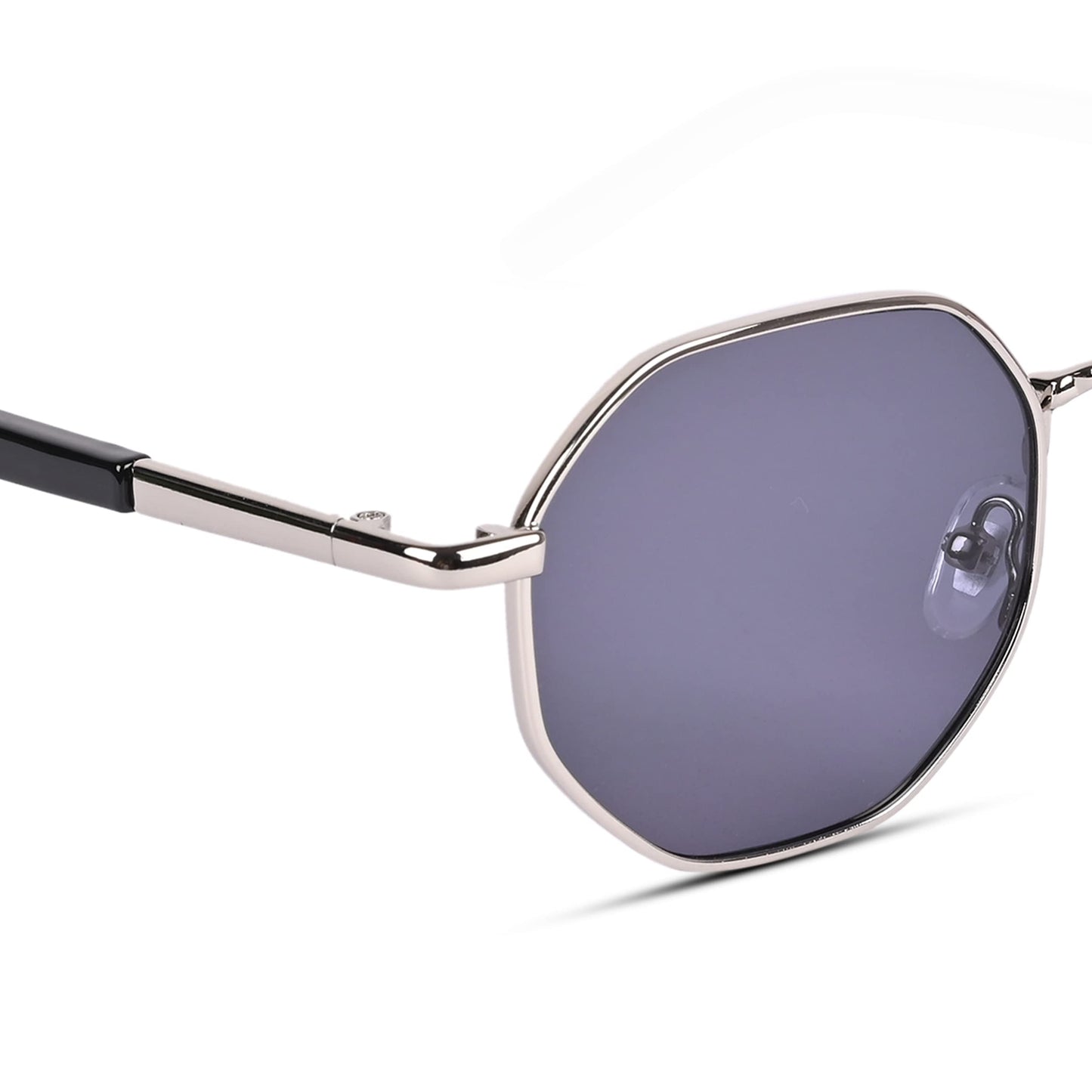 Voyage UV Protection Black Round Non-Polarized Sunglasses for Men & Women (2206MG3770 | Silver Frame | Black Lens | 48)