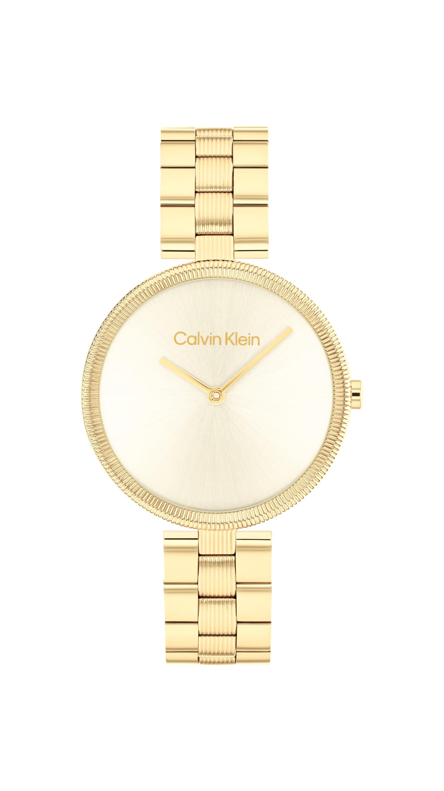 Calvin Klein Gleam Qtz Basic Slim Light Champagne Round Dial Women's Watch|Stainless Steel Material|Multi Color Band - 25100014
