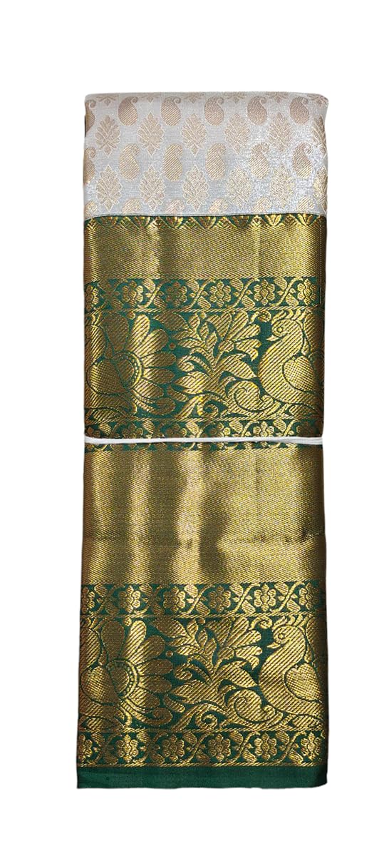 VFCollections Women's Kanchipuram Silk Pure Pattu Sarees With Blouse (Vfc135-8), Pink,Green