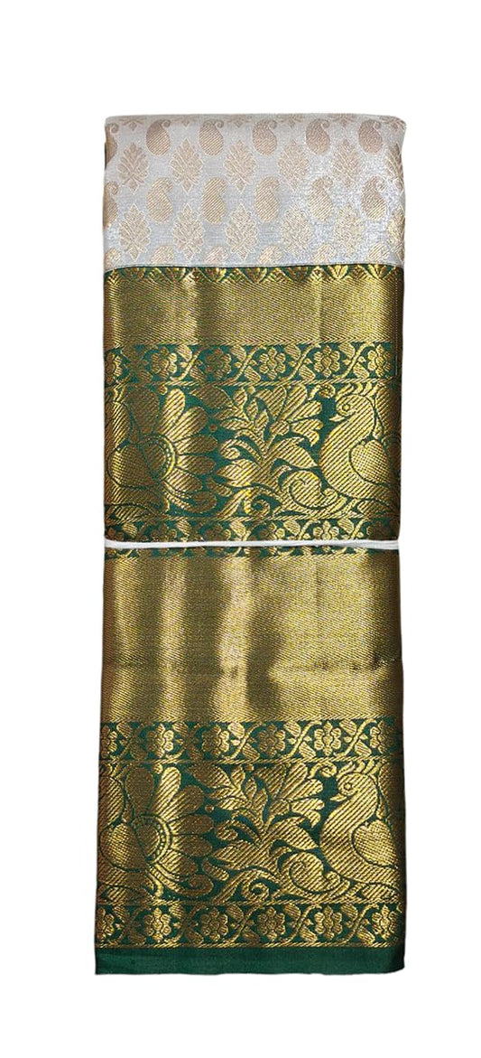 VFCollections Women's Kanchipuram Silk Pure Pattu Sarees With Blouse (Vfc135-8), Pink,Green