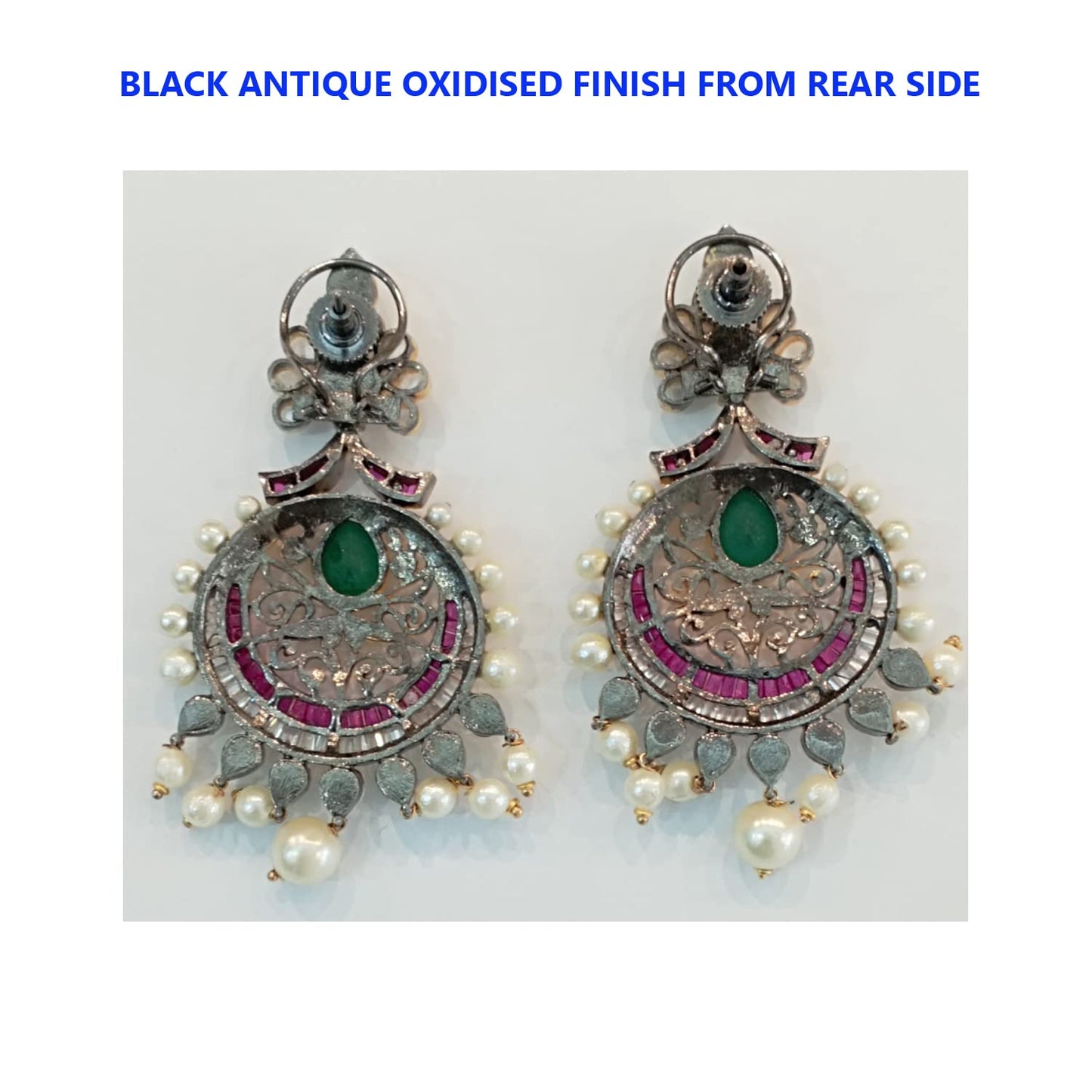 Swasti Jewels Bollywood style Colourful Pearls Chand Bali Earrings for Women