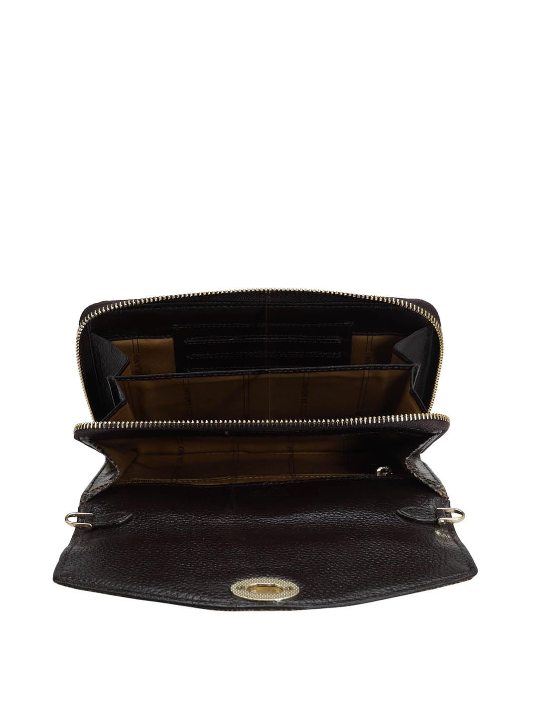 Da Milano Genuine Leather Brown Women Sling Wallet (10014A)