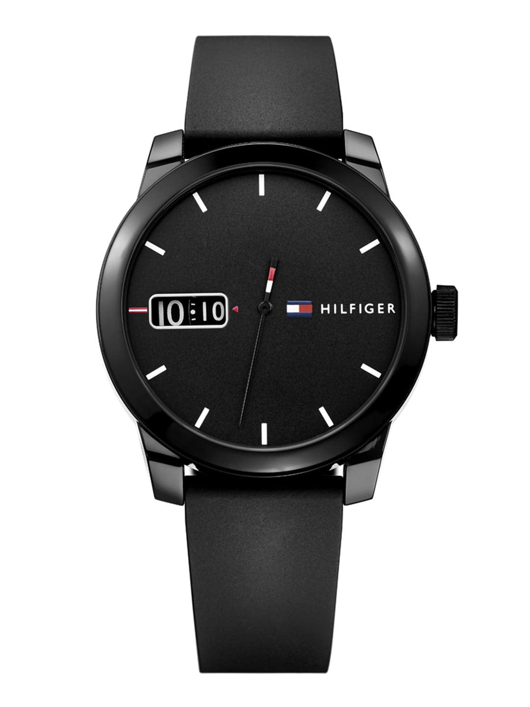 Tommy Hilfiger Quartz Analog Black Dial Silicone Strap Watch for Men-NETH1791382