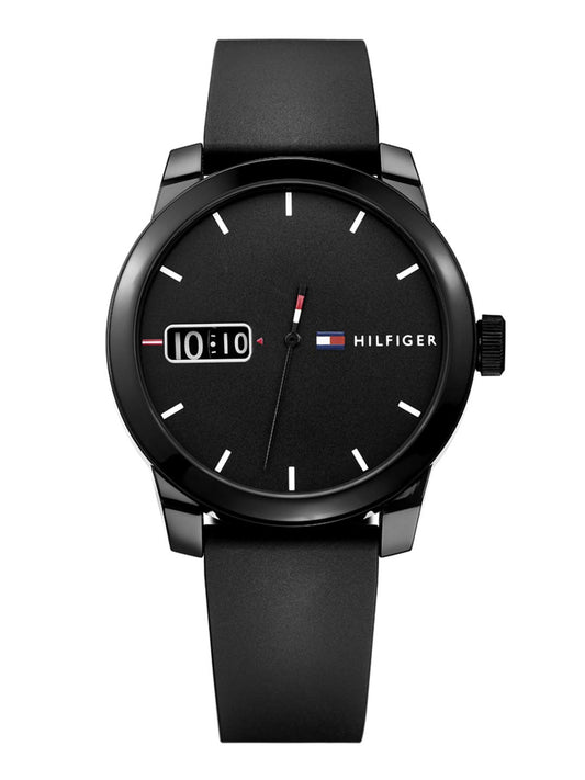 Tommy Hilfiger Quartz Analog Black Dial Silicone Strap Watch for Men-NETH1791382