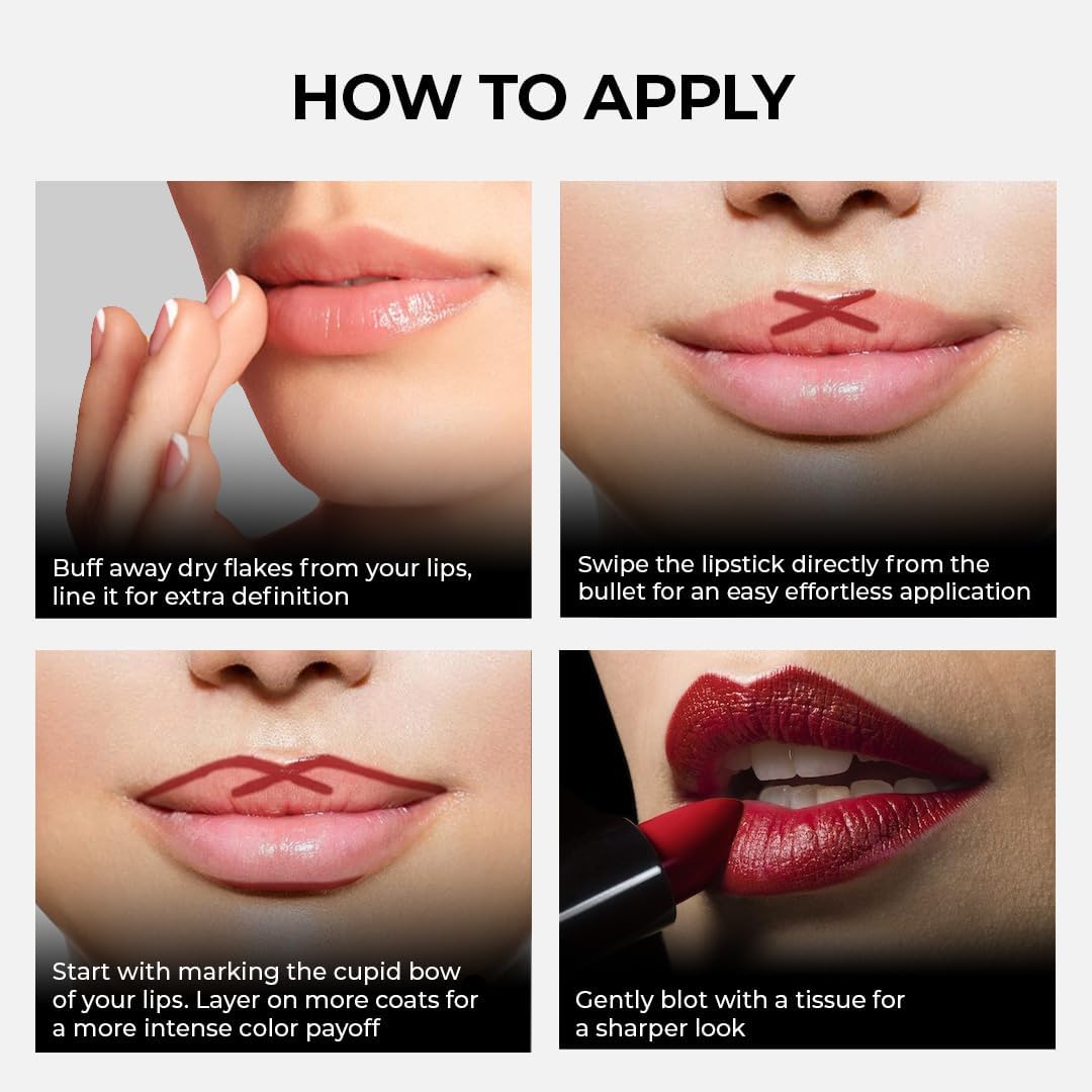 SOKU Censored Matte Long Lasting Lipstick for Women | Creamy Lipstick | Enriched with Jojoba Oil | Moisturising & Waterproof | Smooth Finish & Lightweight (Fiery Desire-13) - 4.2g