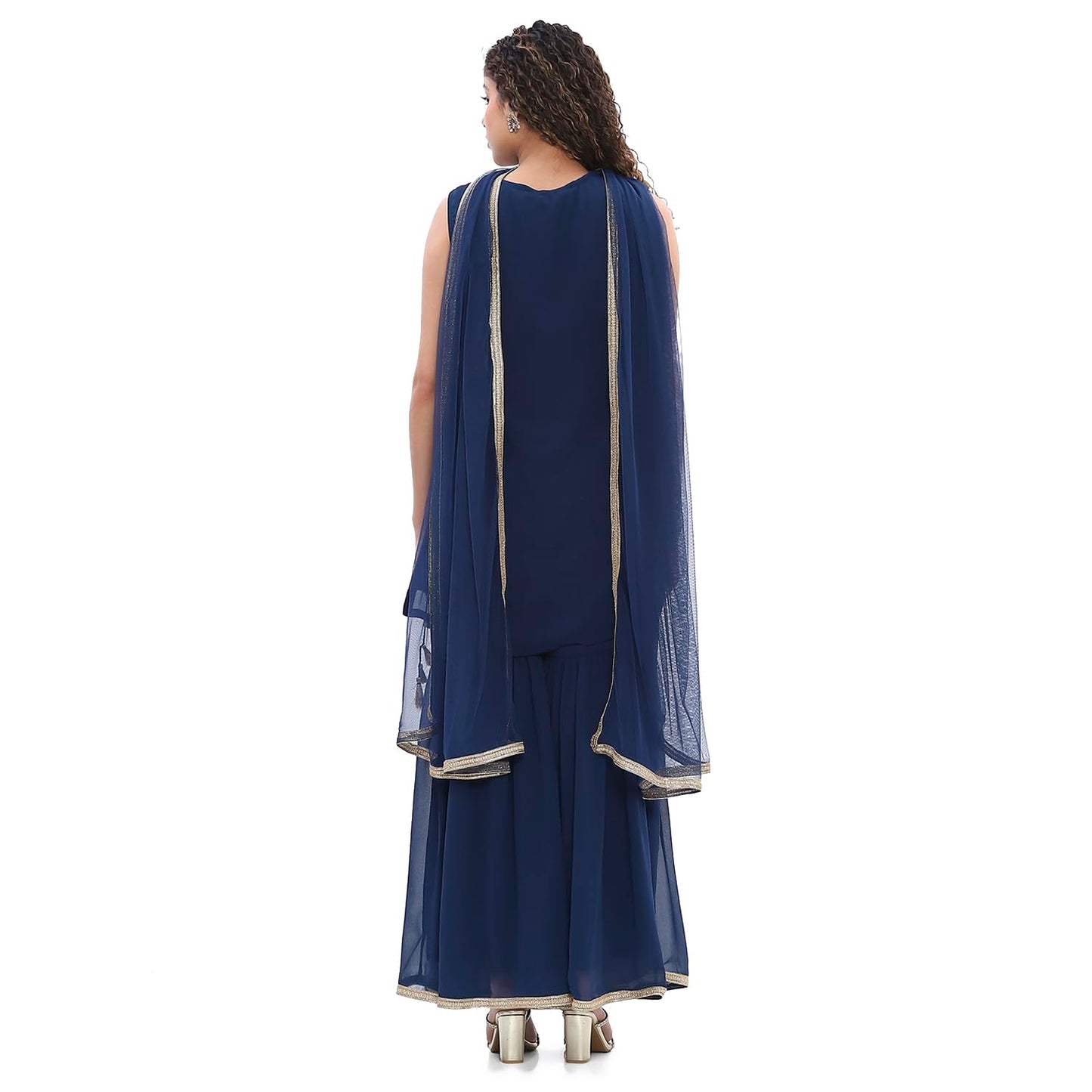 Biba Women's Polyester Kurta Set (SKDNAGMA10829SS25BLU_Blue