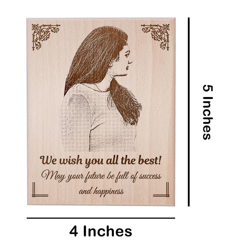 GFTBX Farewell Gift For Colleagues Or Boss - Personalized Engraved Rectangular Wooden Photo Frame With Photo Customized Gifts For Office Colleague (5X4 Inches, Wood), Tabletop