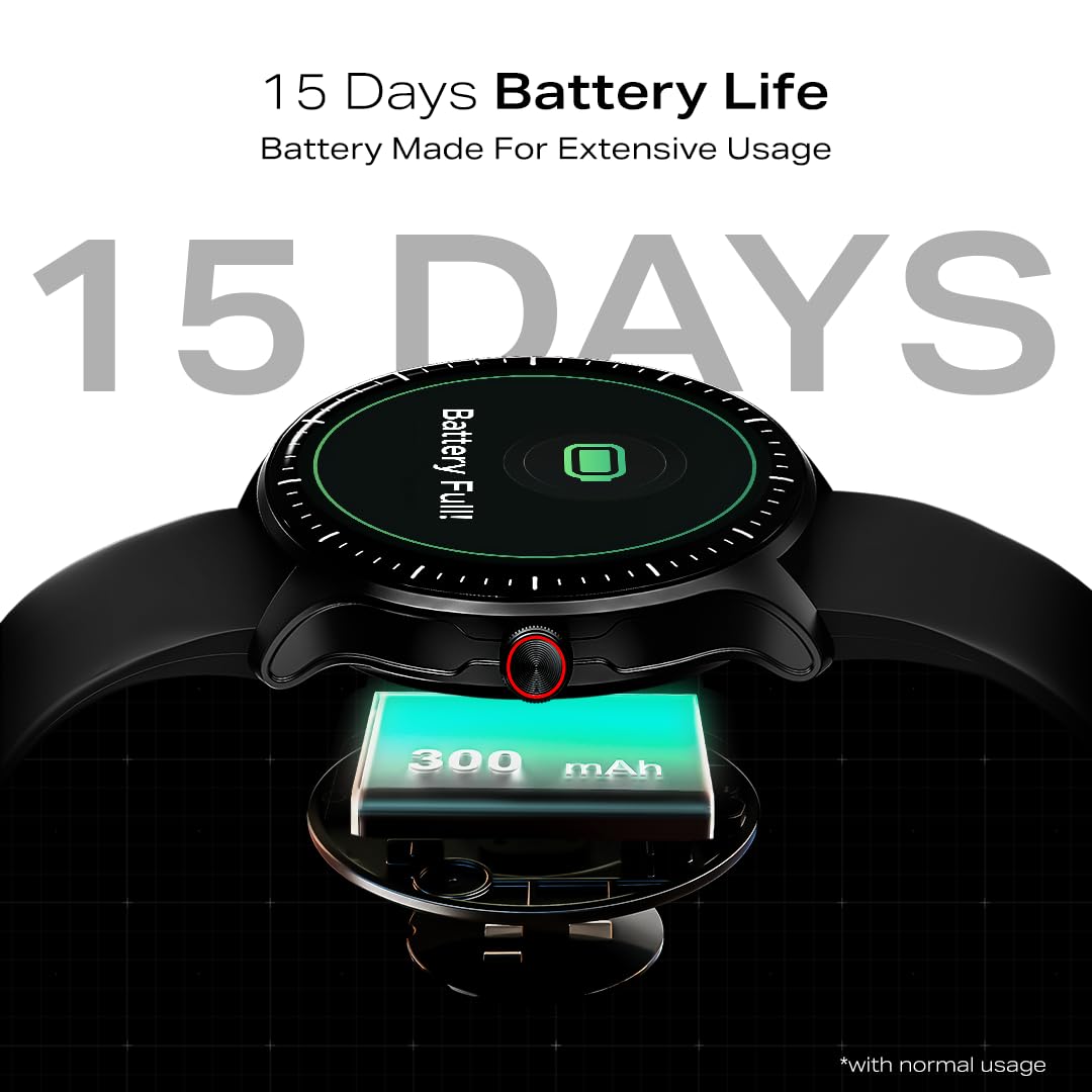 boAt Valour Watch 1 GPS, Advanced X2 Chip,6-Axis Motion 360° Tracking Sensor,15 Days Battery,1.43" AMOLED Display w/Gorilla Glass, AI Based Auto Gym, GPS, Smart Watches for Men & Women (Active Black)