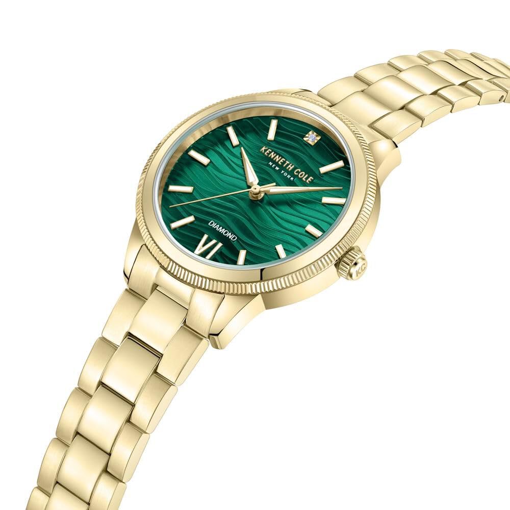 Kenneth Cole Quartz Analog Green dial Metal Strap Watch for Women-KCWLG0017703LD