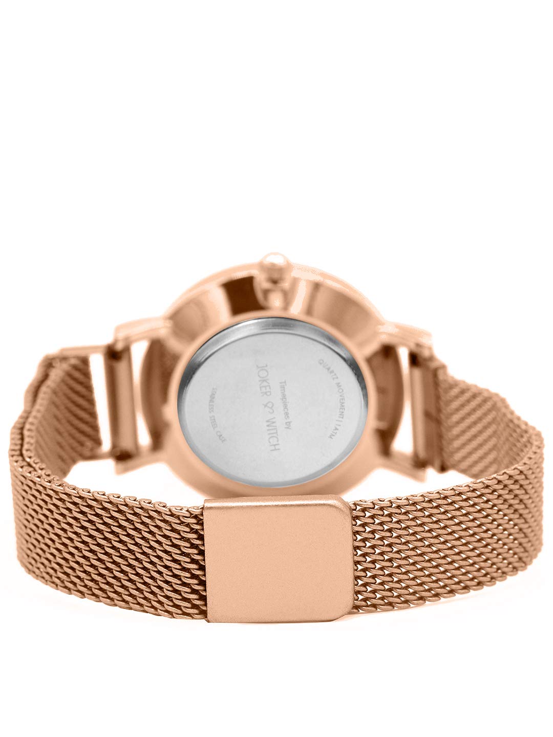 Joker & Witch Women Lexi 30mm White Dial 12mm Rose Gold Steel Mesh Watch