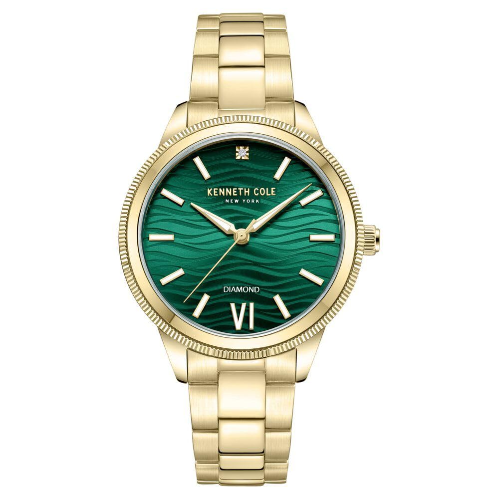 Kenneth Cole Quartz Analog Green dial Metal Strap Watch for Women-KCWLG0017703LD