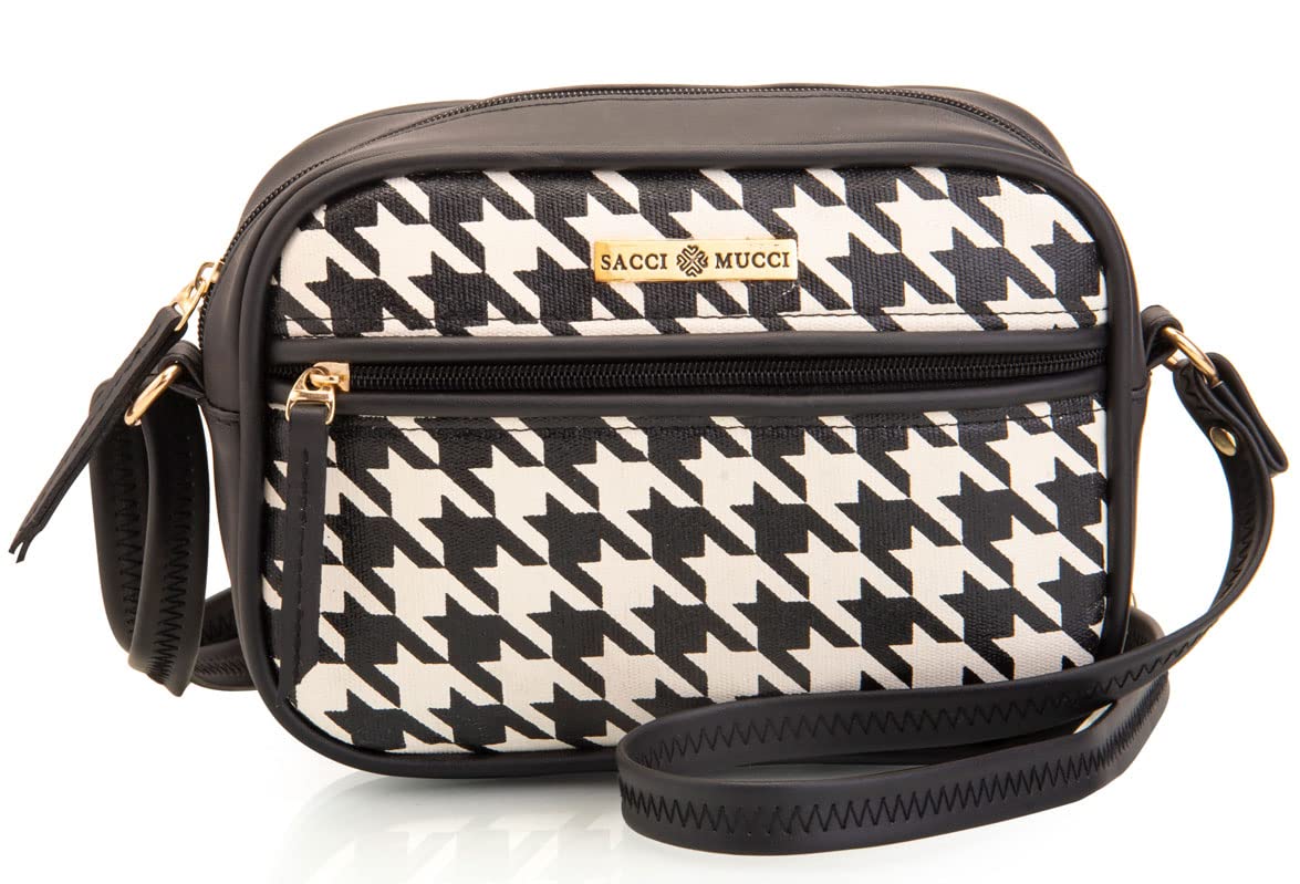 SACCI MUCCI Women's Boxy Sling/Cross-body Bag - Side Bags for Mobile Phones and Wallets (SM2-06 Houndstooth)