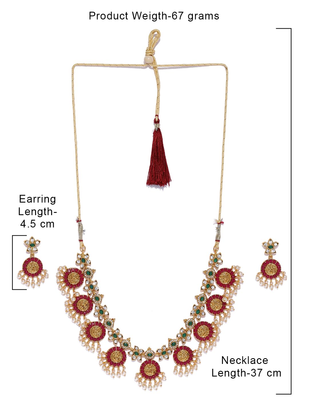 ZAVERI PEARLS Gold Tone Traditional Temple Choker Necklace Set For Women-ZPFK8983