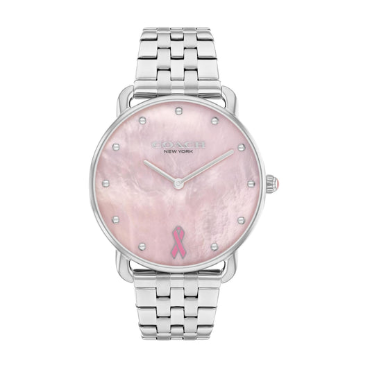 Coach Elliot Qtz Basic Pink Mother of Pearl Round Dial Women's Watch|Stainless Steel Material|Silver Color Band - 14504372