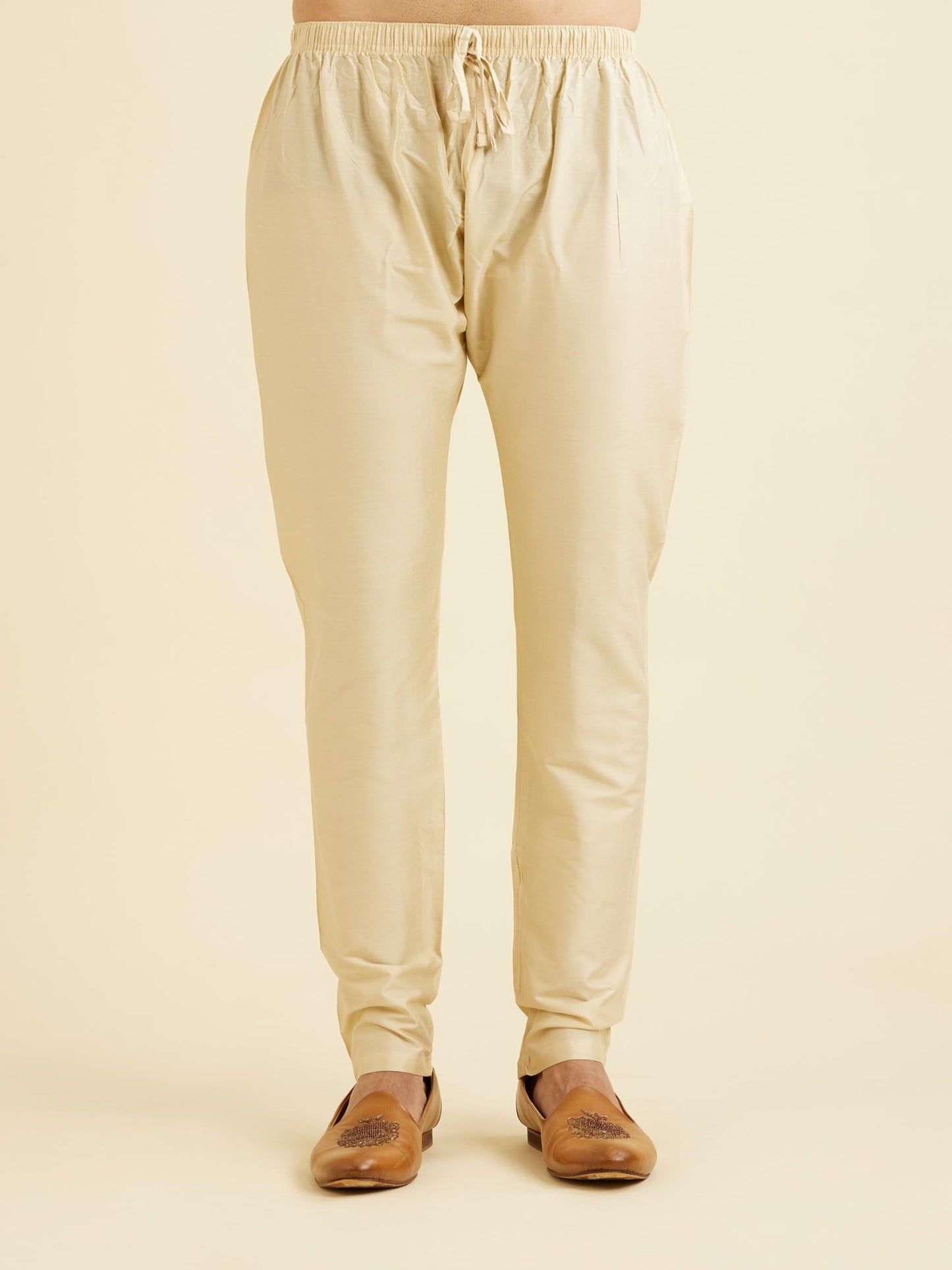 Manyavar Men's Art Silk Printed Kurta Pyjama Set (Beige,XXL)