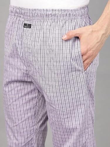 Hancock Men Checked Night Suit Lavender Size S