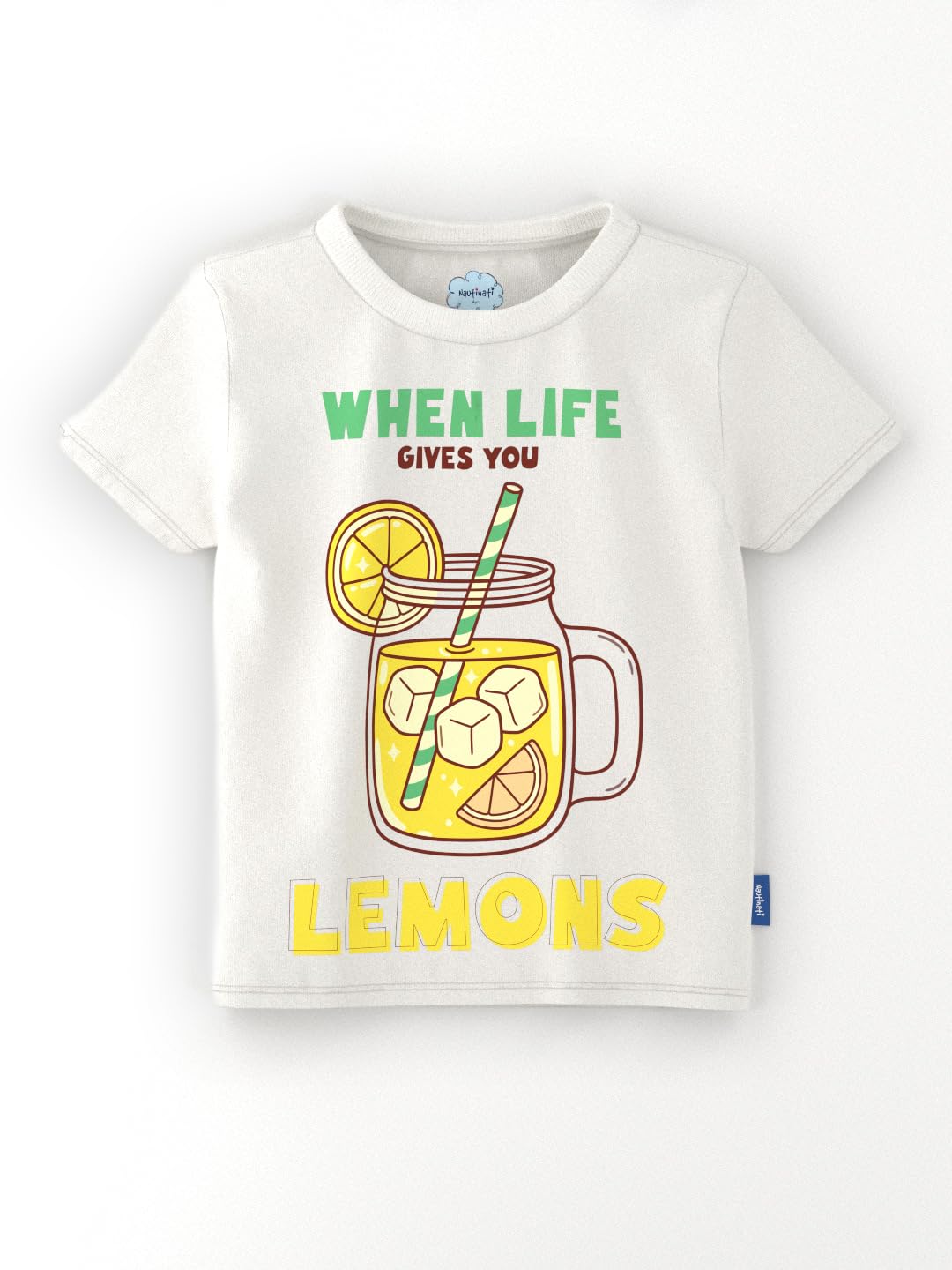 Nautinati Girls’ Mango and Lemon Print Cotton T-Shirts | Pack of 2 T-Shirts for 2 to 10 Years