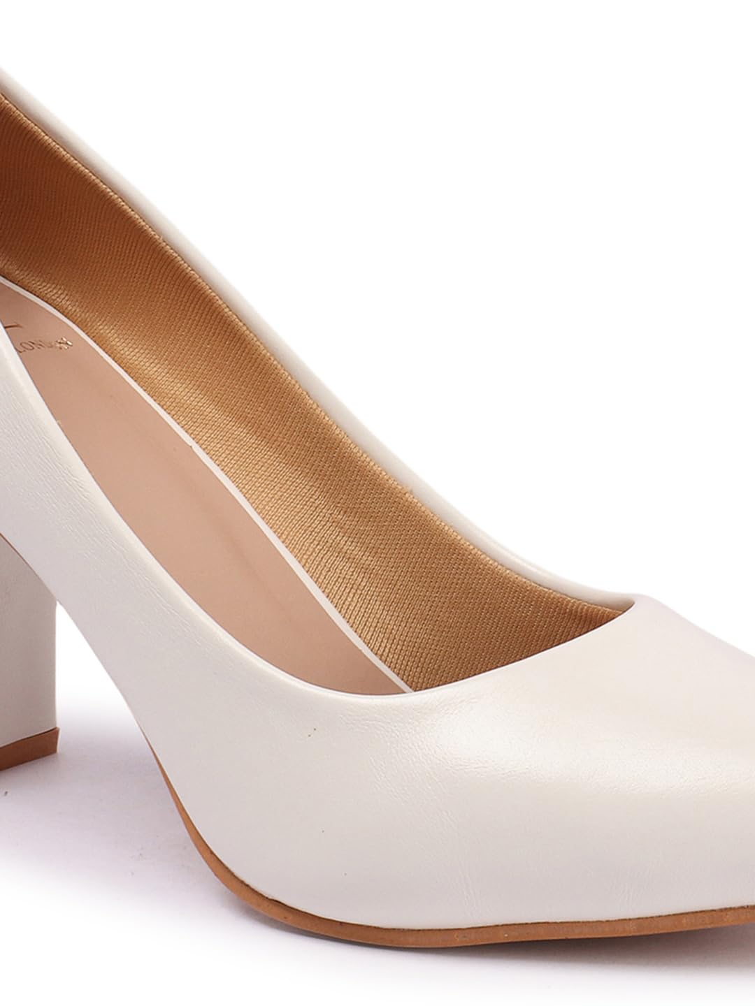 Carlton London Women White Stylish Slip-on Pump Shoes with Block Heels, Pointed Toe for Party and Formal Occasions (41)