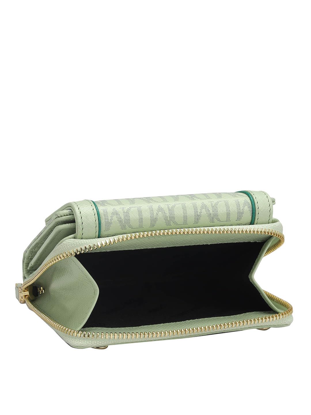 Da Milano Genuine Leather Green Women Sling Wallet (10230A)