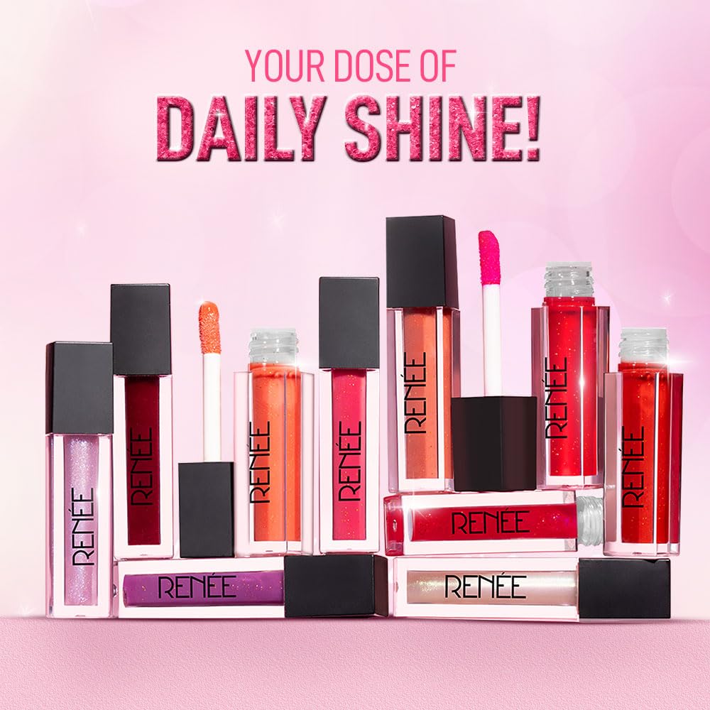 RENEE Shine Forever Lip Gloss, Non-Sticky & Non-Drying Nourishing Formula, Long-lasting, Smooth, Moisturizing Effect, Shea Butter & Vitamin E Infused, Travel Friendly, Perfect For Gifting, Set of 10