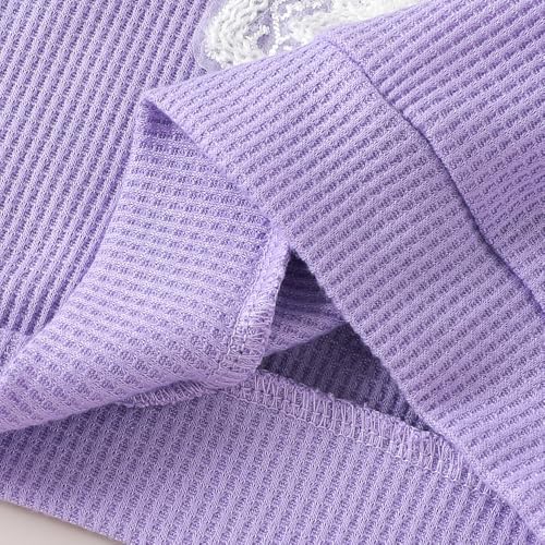 Hopscotch Girls Lavender Full Sleeves 2-Pc Lace Bow Applique Jeans Set For Age (3-4 Years)