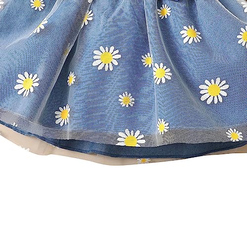Hopscotch Polyester Girls Floral Print Top Pant Set With Headband In Blue Color For Ages 12-24 Months