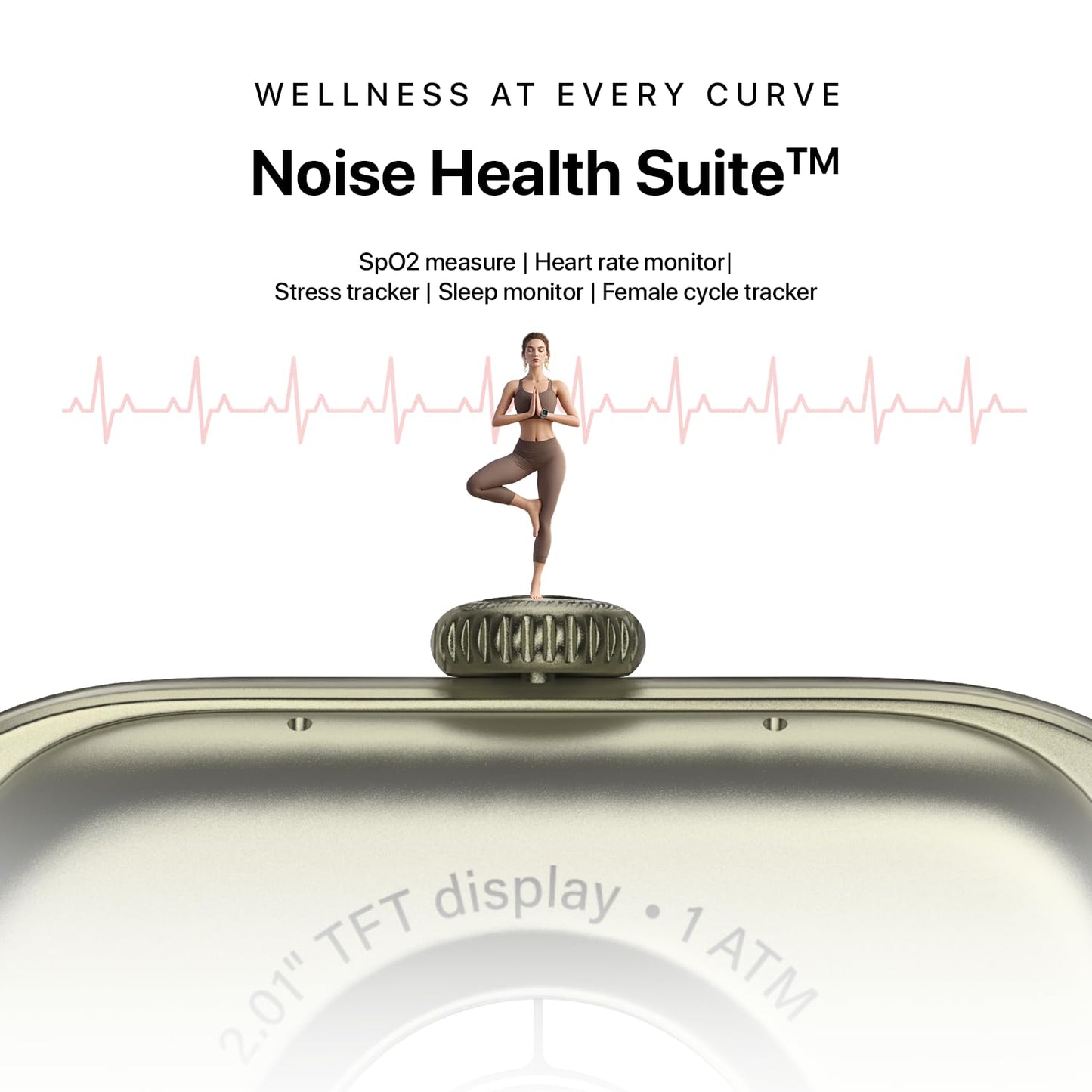 Noise Icon Arc 2.01" Immersive Curved Display Smartwatch, 10-Day Battery, 1ATM Water Resistant, Functional Crown, 100+ Sports Modes, Health Suite™, Voice Assistant, Built-in Games (Elite Black)