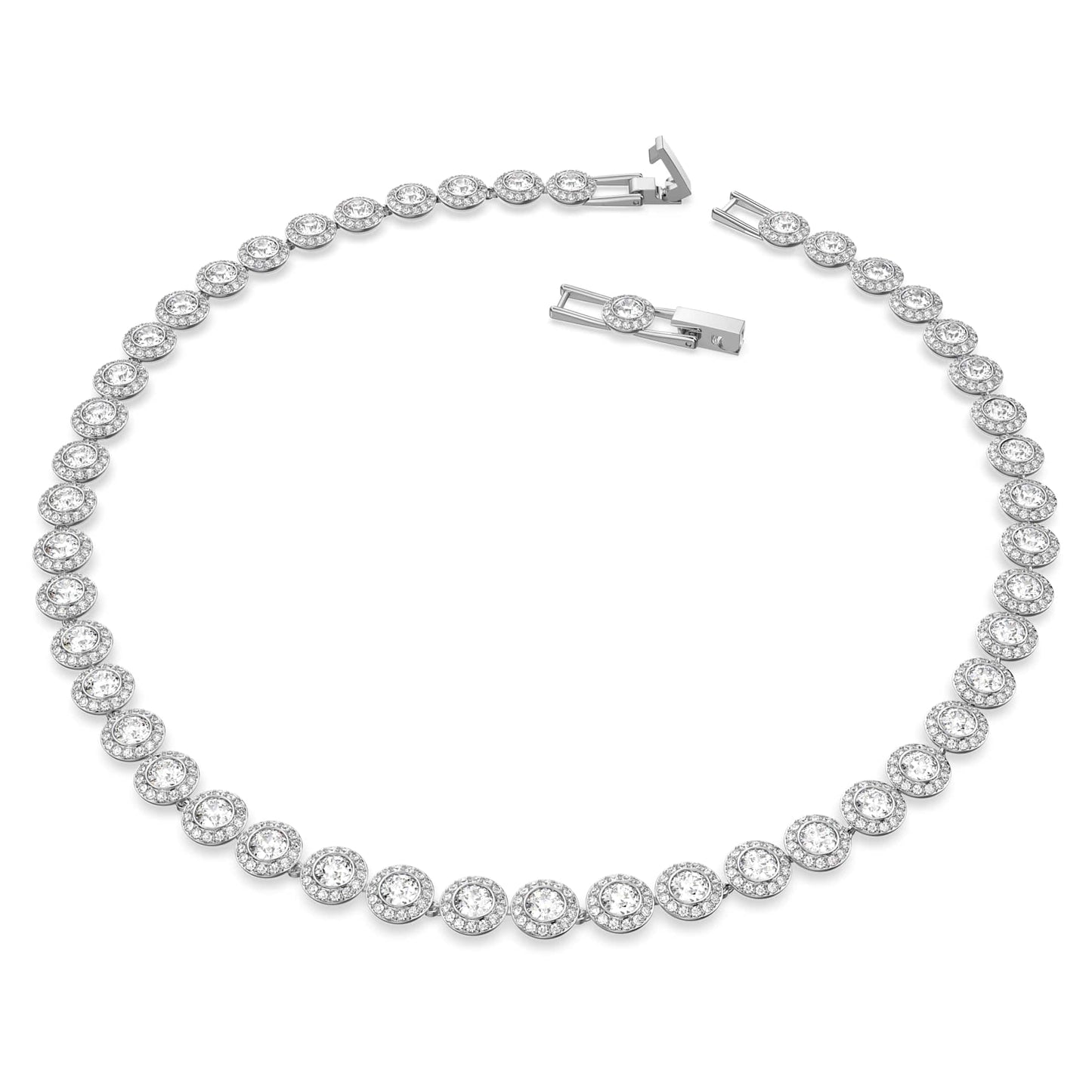 Swarovski Angelic Necklace Bracelet Earrings Set for Women, Round Size, Rhodium Plated
