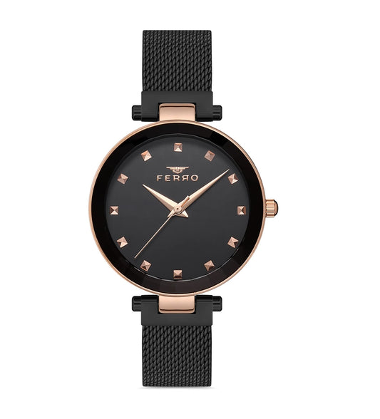 Ferro Lucca Analog Black Dial Women's Watch-F21926C-R