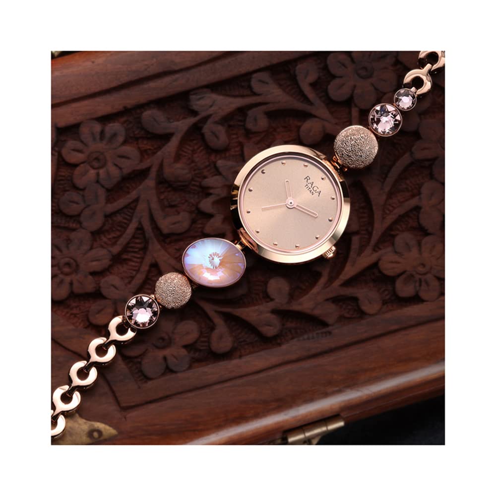 Titan Women Metal Raga Mots of Joy Analog Rose Gold Dial Watch-Np2606Wm08/Np2606Wm08, Band Color-Rose Gold