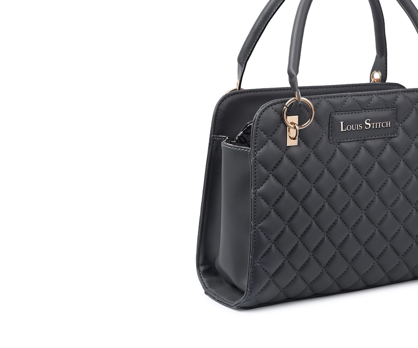 LOUIS STITCH Dark Grey Shoulder Bag for Women | Stylish Satchel Handbag Purse for Ladies with Zip Closure | LDB-03-CUFLDG