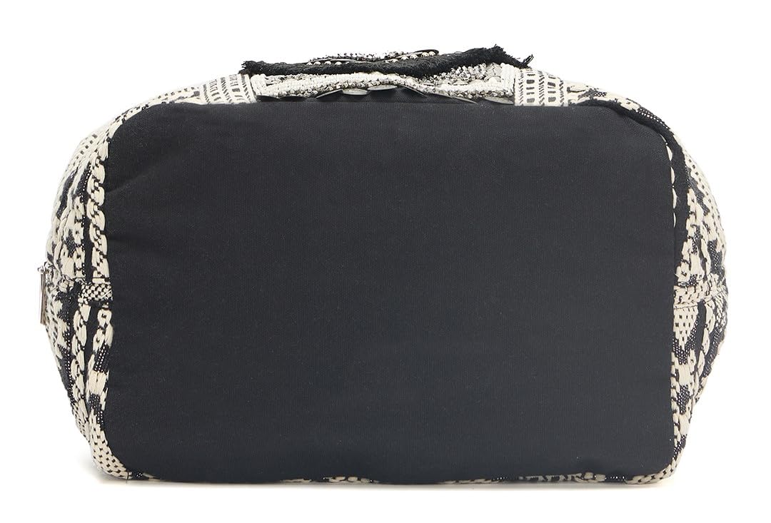 PRIMROSE Boho Beach Tote Bag (Black and Beige)