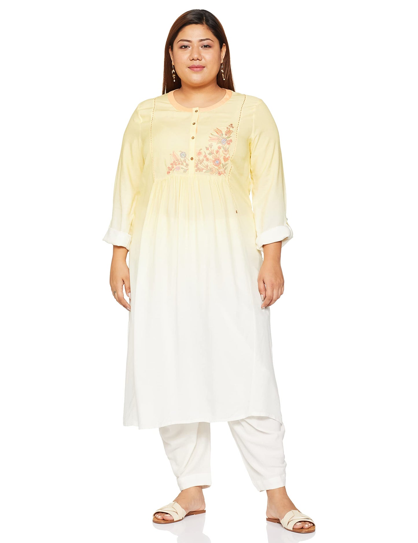 W for Woman Pink Asymmetric Solid Kurta_20FEW13564-114376_L