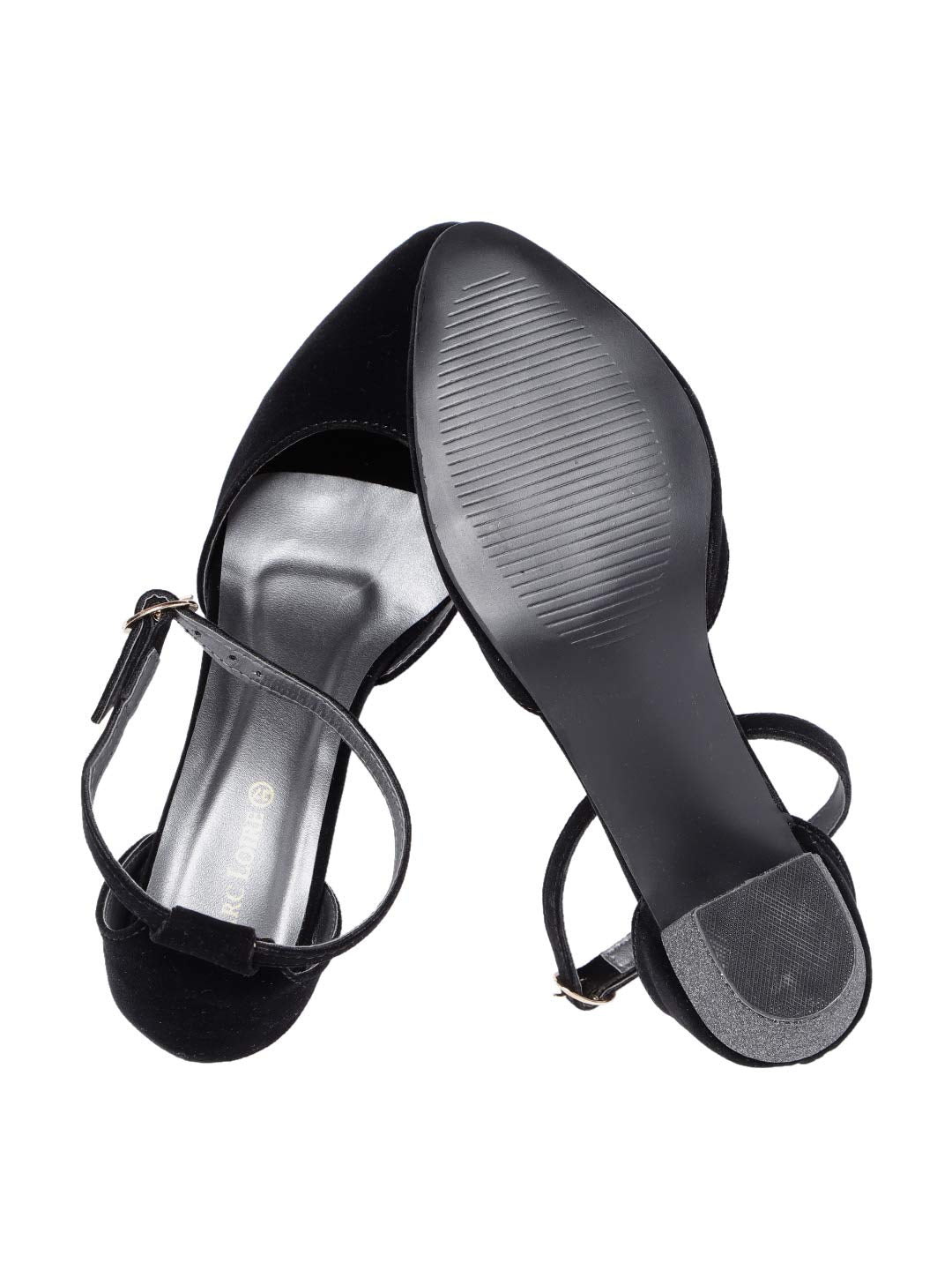 Marc Loire Women’s Block Heel Fashion Sandals with Adjustable Ankle Strap Black